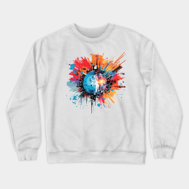 World City Circle Of Life Optimistic Fun Abstract Crewneck Sweatshirt by Cubebox